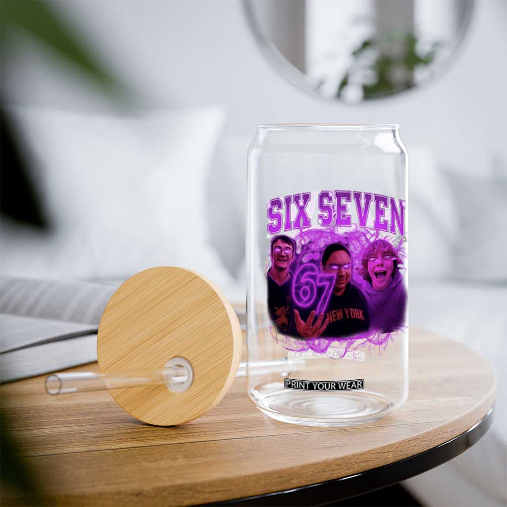 Funny Six Seven 6 7 Meme Glass Can The Mason 67 Kid Bootleg Gen Alpha Slang TS10 Print Your Wear