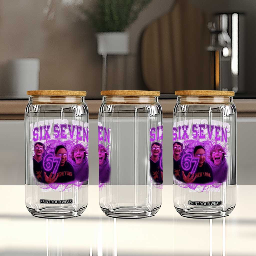 Funny Six Seven 6 7 Meme Glass Can The Mason 67 Kid Bootleg Gen Alpha Slang TS10 Print Your Wear