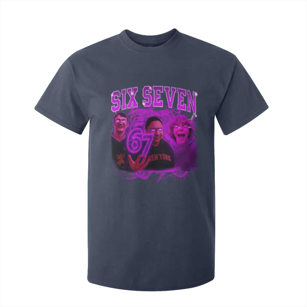 Funny Six Seven 6 7 Meme T Shirt For Kid The Mason 67 Kid Bootleg Gen Alpha Slang TS10 Navy Print Your Wear