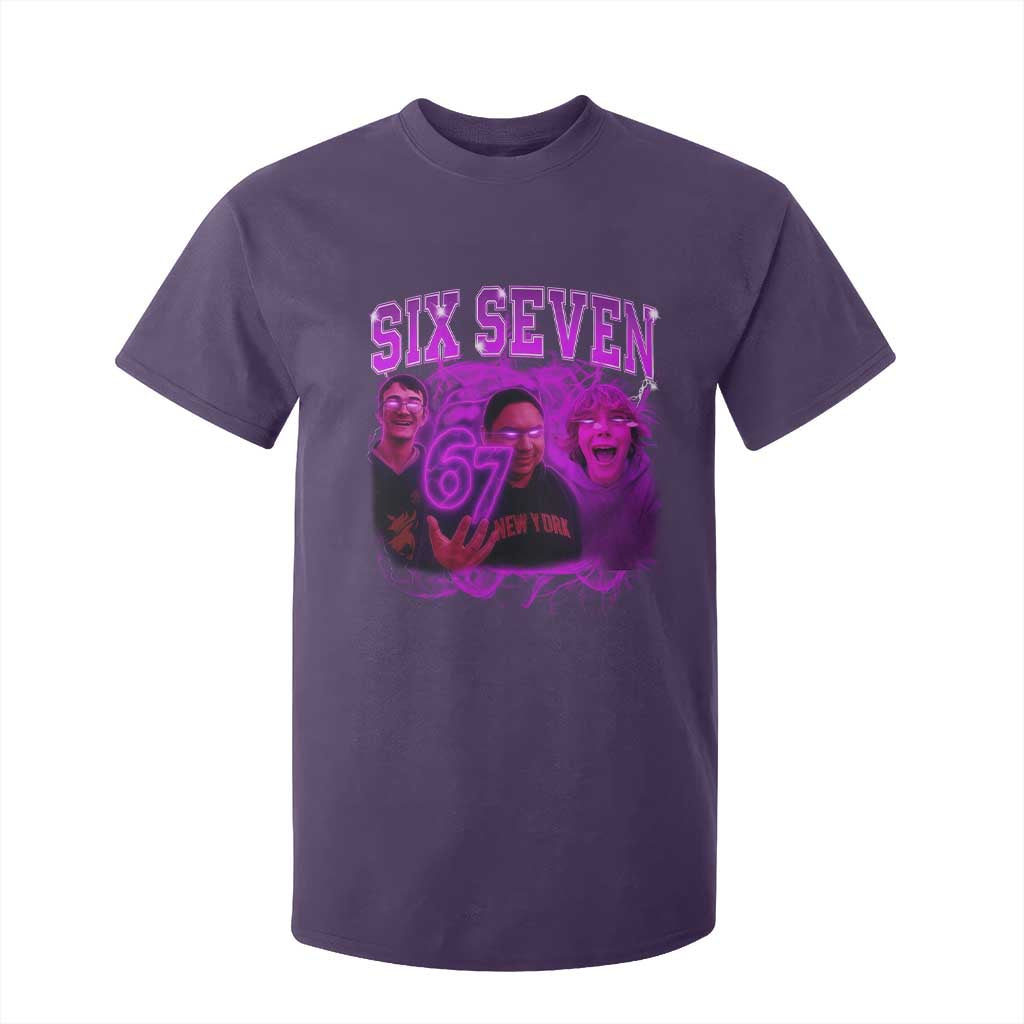 Funny Six Seven 6 7 Meme T Shirt For Kid The Mason 67 Kid Bootleg Gen Alpha Slang TS10 Purple Print Your Wear