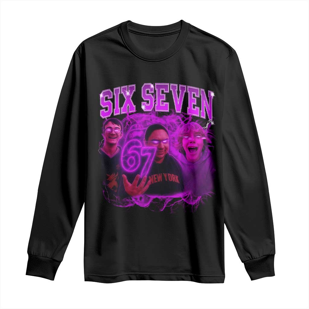 Funny Six Seven 6 7 Meme Long Sleeve Shirt The Mason 67 Kid Bootleg Gen Alpha Slang TS10 Black Print Your Wear