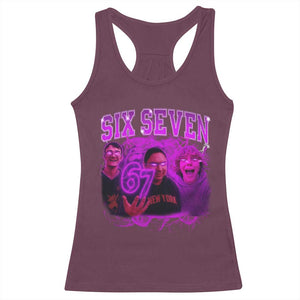 Funny Six Seven 6 7 Meme Racerback Tank Top The Mason 67 Kid Bootleg Gen Alpha Slang TS10 Maroon Print Your Wear