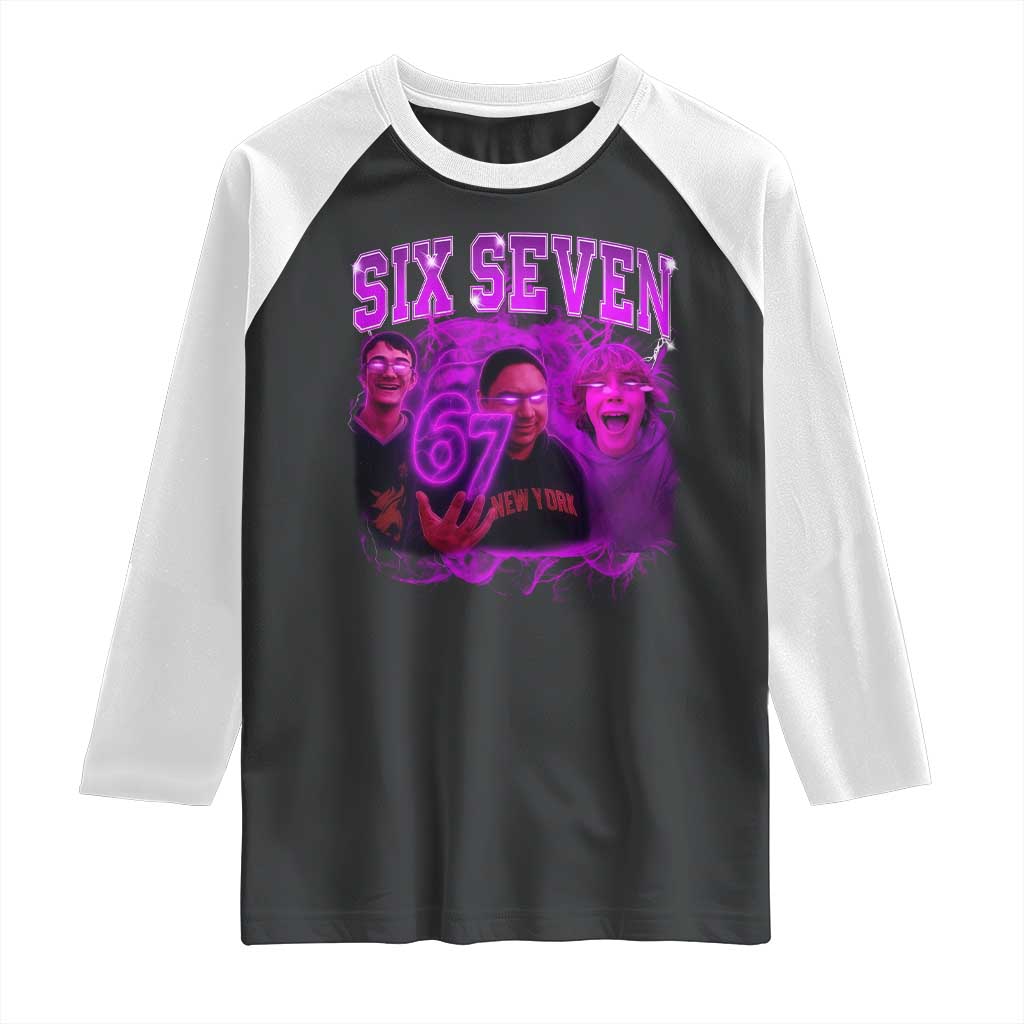 Funny Six Seven 6 7 Meme Raglan Shirt The Mason 67 Kid Bootleg Gen Alpha Slang TS10 Black White Print Your Wear