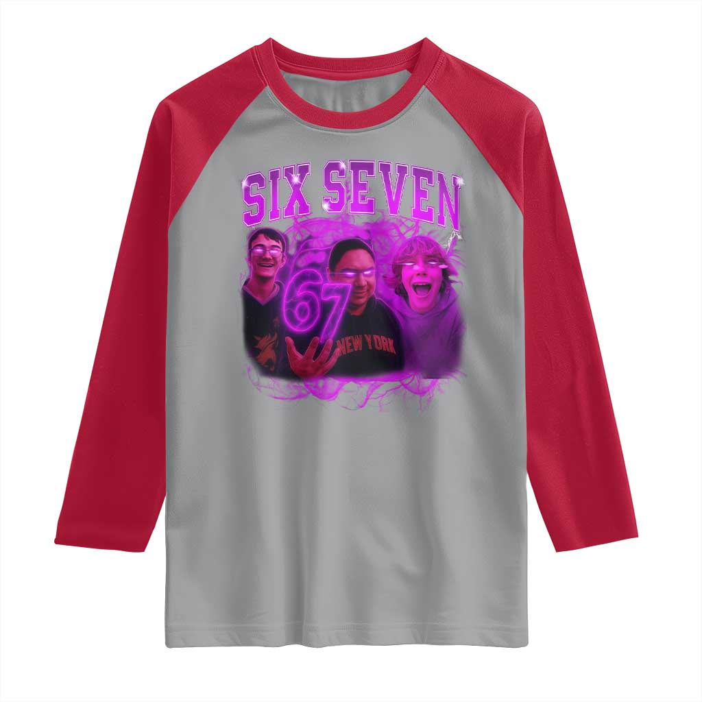 Funny Six Seven 6 7 Meme Raglan Shirt The Mason 67 Kid Bootleg Gen Alpha Slang TS10 Sport Gray Red Print Your Wear
