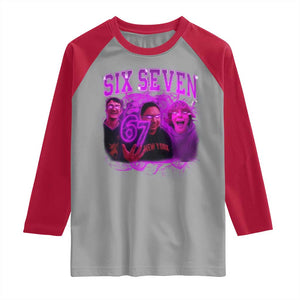 Funny Six Seven 6 7 Meme Raglan Shirt The Mason 67 Kid Bootleg Gen Alpha Slang TS10 Sport Gray Red Print Your Wear