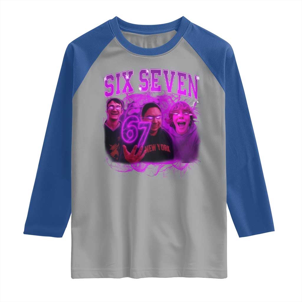 Funny Six Seven 6 7 Meme Raglan Shirt The Mason 67 Kid Bootleg Gen Alpha Slang TS10 Sport Gray Royal Print Your Wear