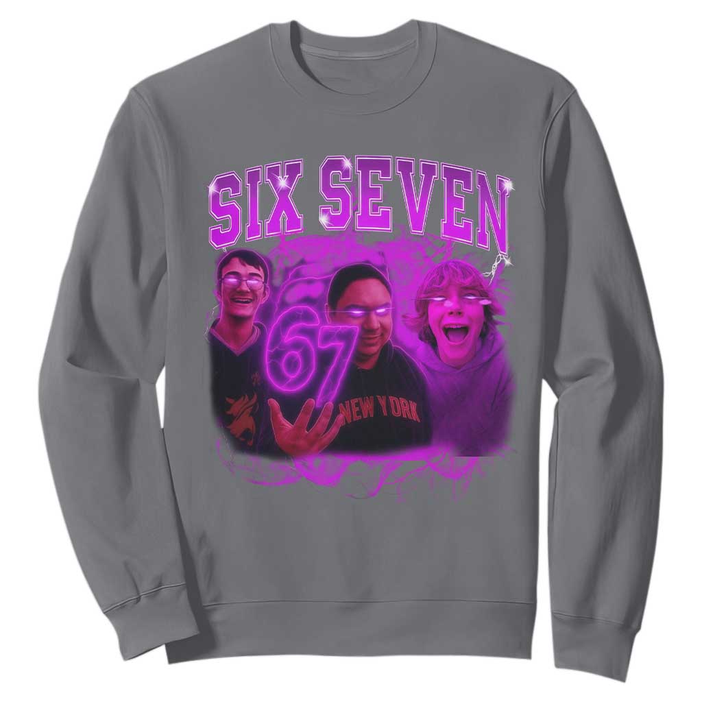 Funny Six Seven 6 7 Meme Sweatshirt The Mason 67 Kid Bootleg Gen Alpha Slang TS10 Charcoal Print Your Wear