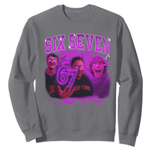 Funny Six Seven 6 7 Meme Sweatshirt The Mason 67 Kid Bootleg Gen Alpha Slang TS10 Charcoal Print Your Wear