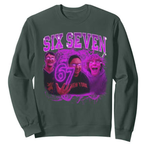 Funny Six Seven 6 7 Meme Sweatshirt The Mason 67 Kid Bootleg Gen Alpha Slang TS10 Dark Forest Green Print Your Wear
