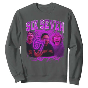 Funny Six Seven 6 7 Meme Sweatshirt The Mason 67 Kid Bootleg Gen Alpha Slang TS10 Dark Heather Print Your Wear