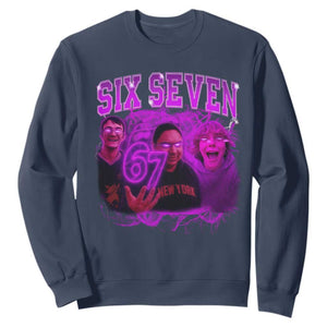 Funny Six Seven 6 7 Meme Sweatshirt The Mason 67 Kid Bootleg Gen Alpha Slang TS10 Navy Print Your Wear