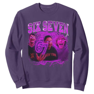 Funny Six Seven 6 7 Meme Sweatshirt The Mason 67 Kid Bootleg Gen Alpha Slang TS10 Purple Print Your Wear