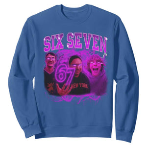 Funny Six Seven 6 7 Meme Sweatshirt The Mason 67 Kid Bootleg Gen Alpha Slang TS10 Royal Blue Print Your Wear