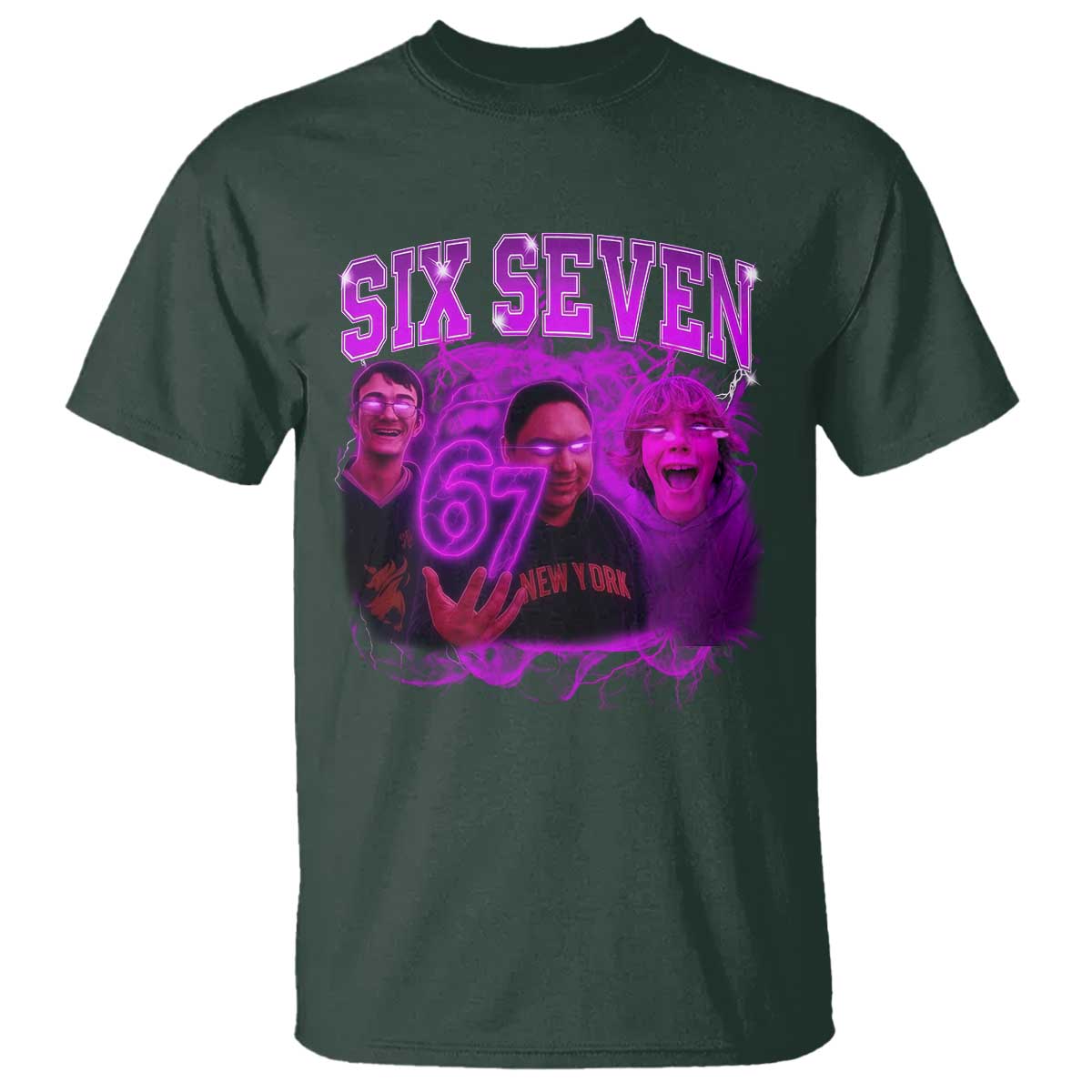 Funny Six Seven 6 7 Meme T Shirt The Mason 67 Kid Bootleg Gen Alpha Slang TS10 Dark Forest Green Print Your Wear