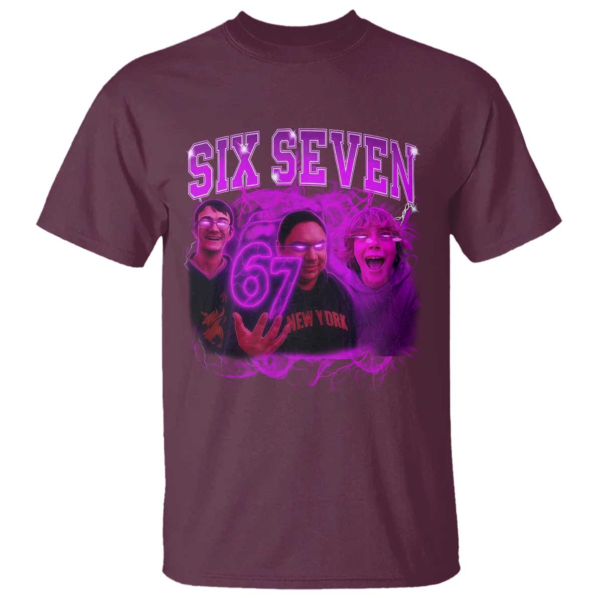 Funny Six Seven 6 7 Meme T Shirt The Mason 67 Kid Bootleg Gen Alpha Slang TS10 Maroon Print Your Wear