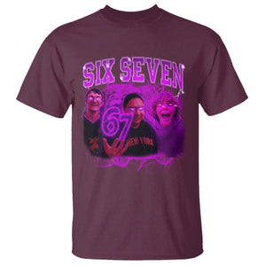Funny Six Seven 6 7 Meme T Shirt The Mason 67 Kid Bootleg Gen Alpha Slang TS10 Maroon Print Your Wear