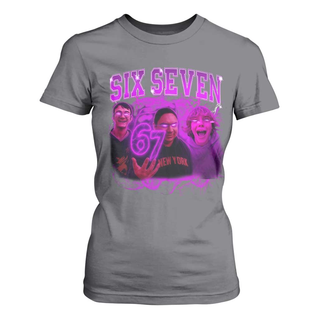 Funny Six Seven 6 7 Meme T Shirt For Women The Mason 67 Kid Bootleg Gen Alpha Slang TS10 Charcoal Print Your Wear