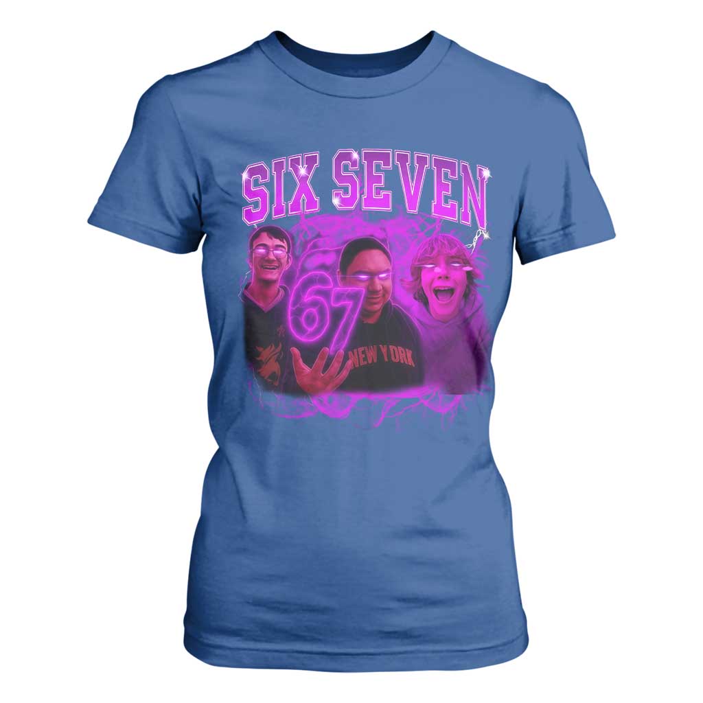 Funny Six Seven 6 7 Meme T Shirt For Women The Mason 67 Kid Bootleg Gen Alpha Slang TS10 Royal Blue Print Your Wear