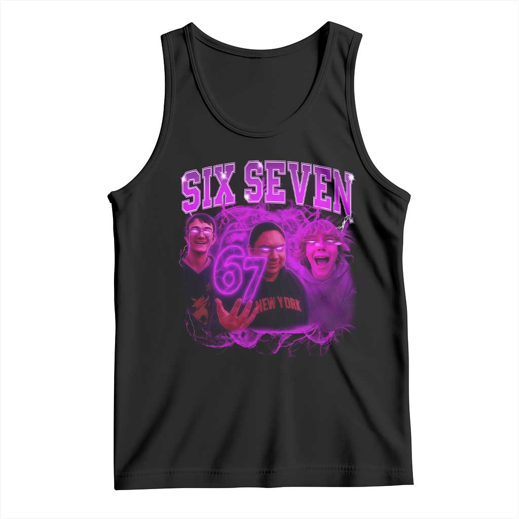Funny Six Seven 6 7 Meme Tank Top The Mason 67 Kid Bootleg Gen Alpha Slang TS10 Black Print Your Wear