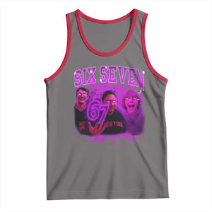Funny Six Seven 6 7 Meme Tank Top The Mason 67 Kid Bootleg Gen Alpha Slang TS10 Deep Heather Red Print Your Wear