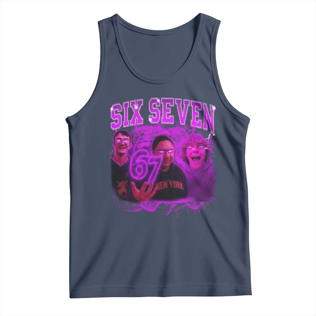 Funny Six Seven 6 7 Meme Tank Top The Mason 67 Kid Bootleg Gen Alpha Slang TS10 Navy Print Your Wear