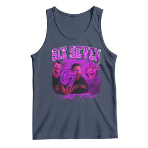 Funny Six Seven 6 7 Meme Tank Top The Mason 67 Kid Bootleg Gen Alpha Slang TS10 Navy Print Your Wear