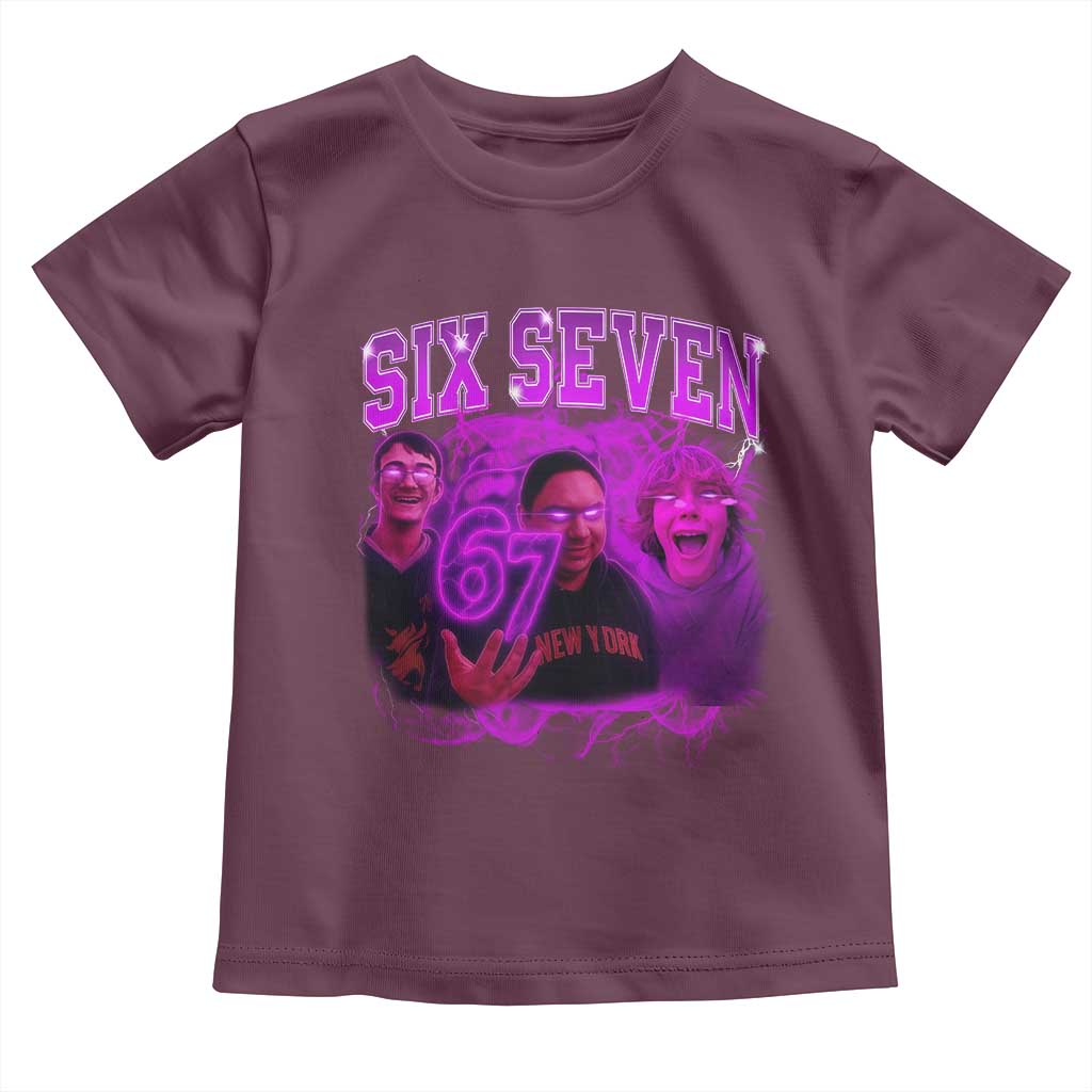 Funny Six Seven 6 7 Meme Toddler T Shirt The Mason 67 Kid Bootleg Gen Alpha Slang TS10 Maroon Print Your Wear