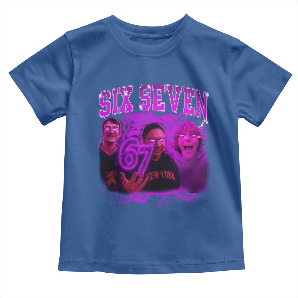 Funny Six Seven 6 7 Meme Toddler T Shirt The Mason 67 Kid Bootleg Gen Alpha Slang TS10 Royal Blue Print Your Wear