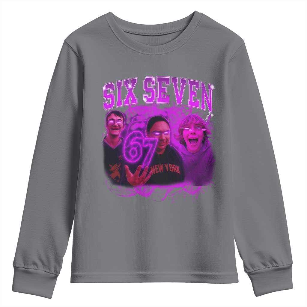 Funny Six Seven 6 7 Meme Youth Sweatshirt The Mason 67 Kid Bootleg Gen Alpha Slang TS10 Charcoal Print Your Wear