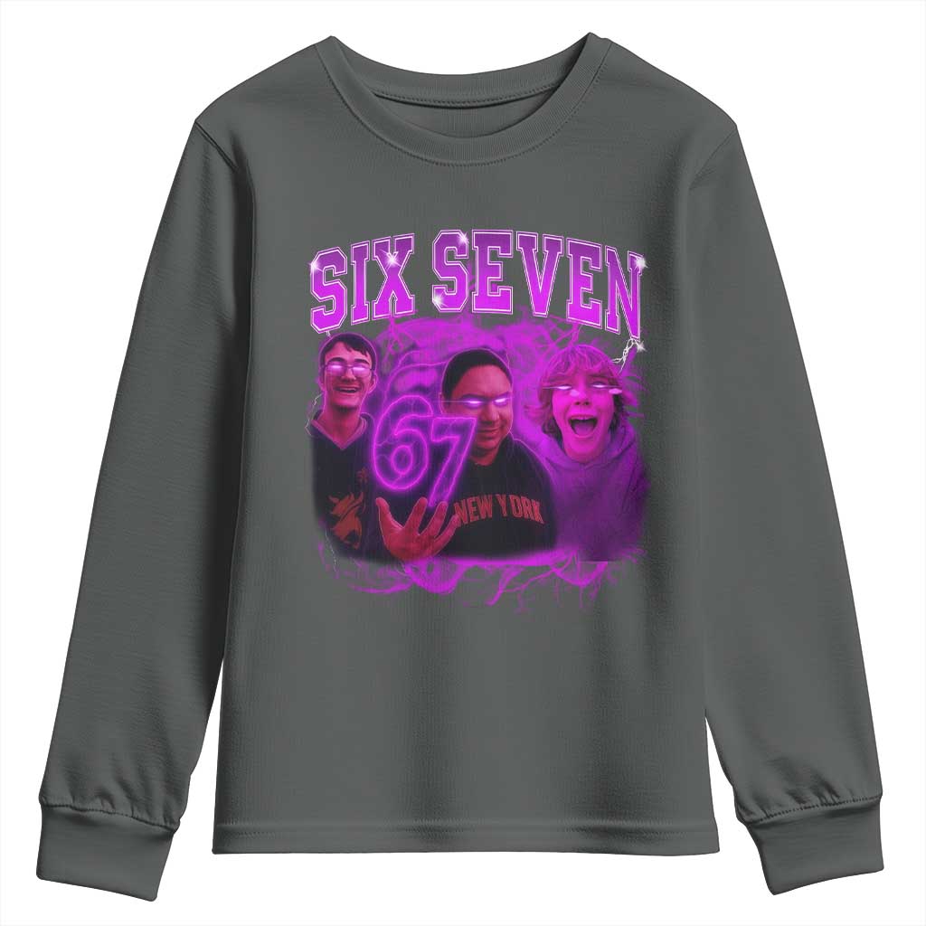 Funny Six Seven 6 7 Meme Youth Sweatshirt The Mason 67 Kid Bootleg Gen Alpha Slang TS10 Dark Heather Print Your Wear