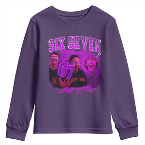Funny Six Seven 6 7 Meme Youth Sweatshirt The Mason 67 Kid Bootleg Gen Alpha Slang TS10 Purple Print Your Wear