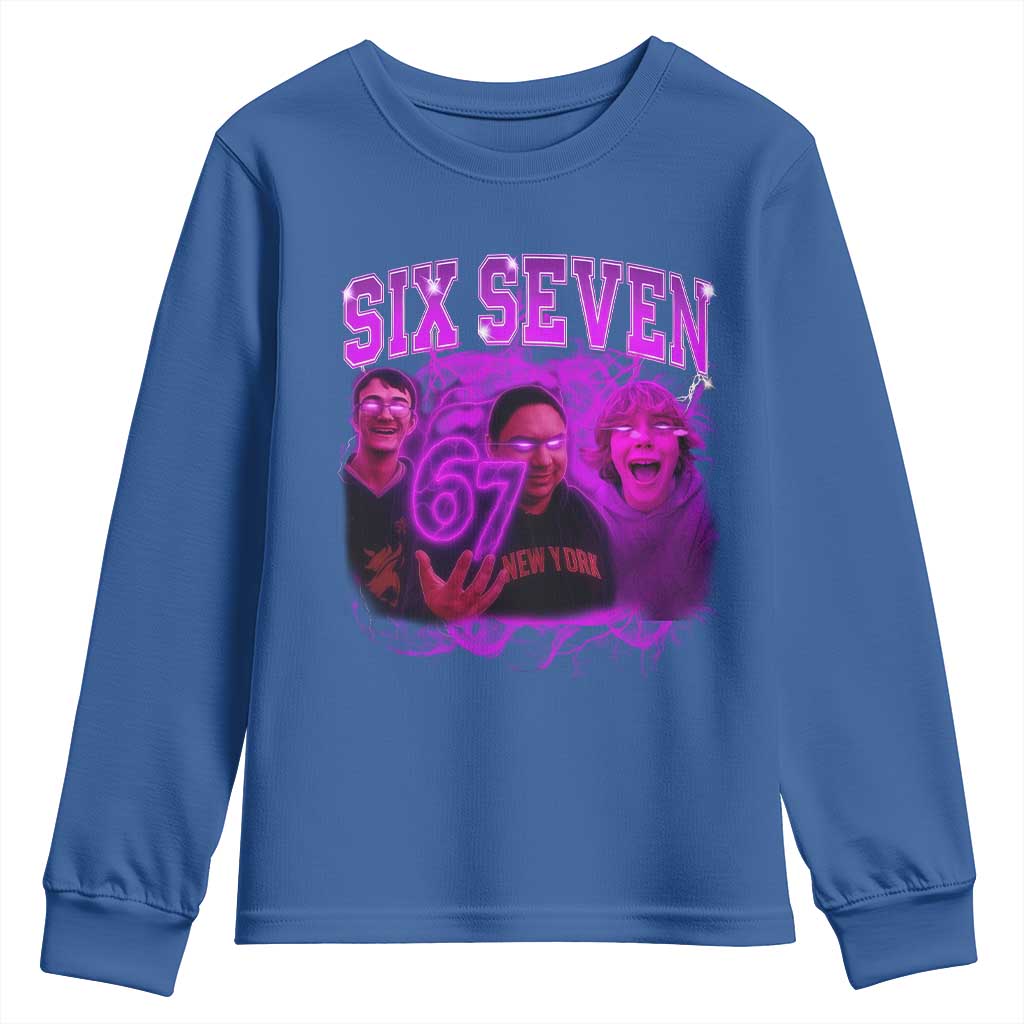 Funny Six Seven 6 7 Meme Youth Sweatshirt The Mason 67 Kid Bootleg Gen Alpha Slang TS10 Royal Blue Print Your Wear