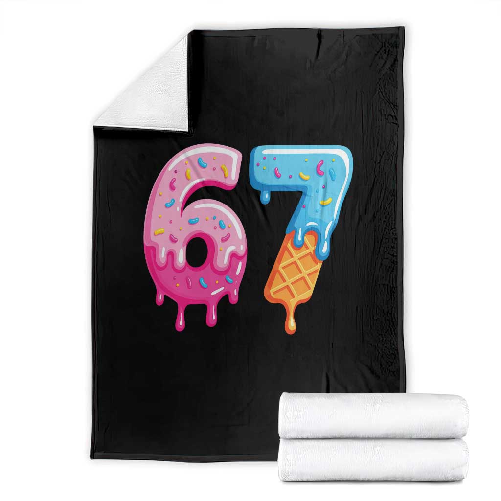 67 Ice Cream Drip Meme Throw Blanket Funny Six Seven Gen Alpha Slang TS10 Black Print Your Wear