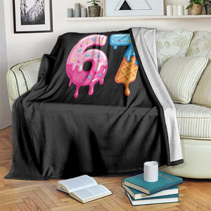67 Ice Cream Drip Meme Throw Blanket Funny Six Seven Gen Alpha Slang TS10 Print Your Wear