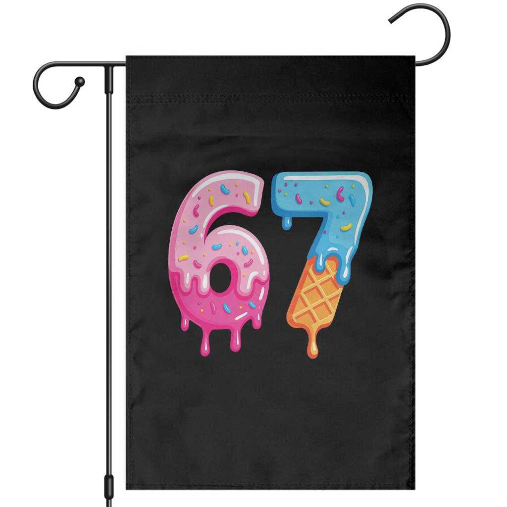 67 Ice Cream Drip Meme Garden Flag Funny Six Seven Gen Alpha Slang TS10 Black Print Your Wear
