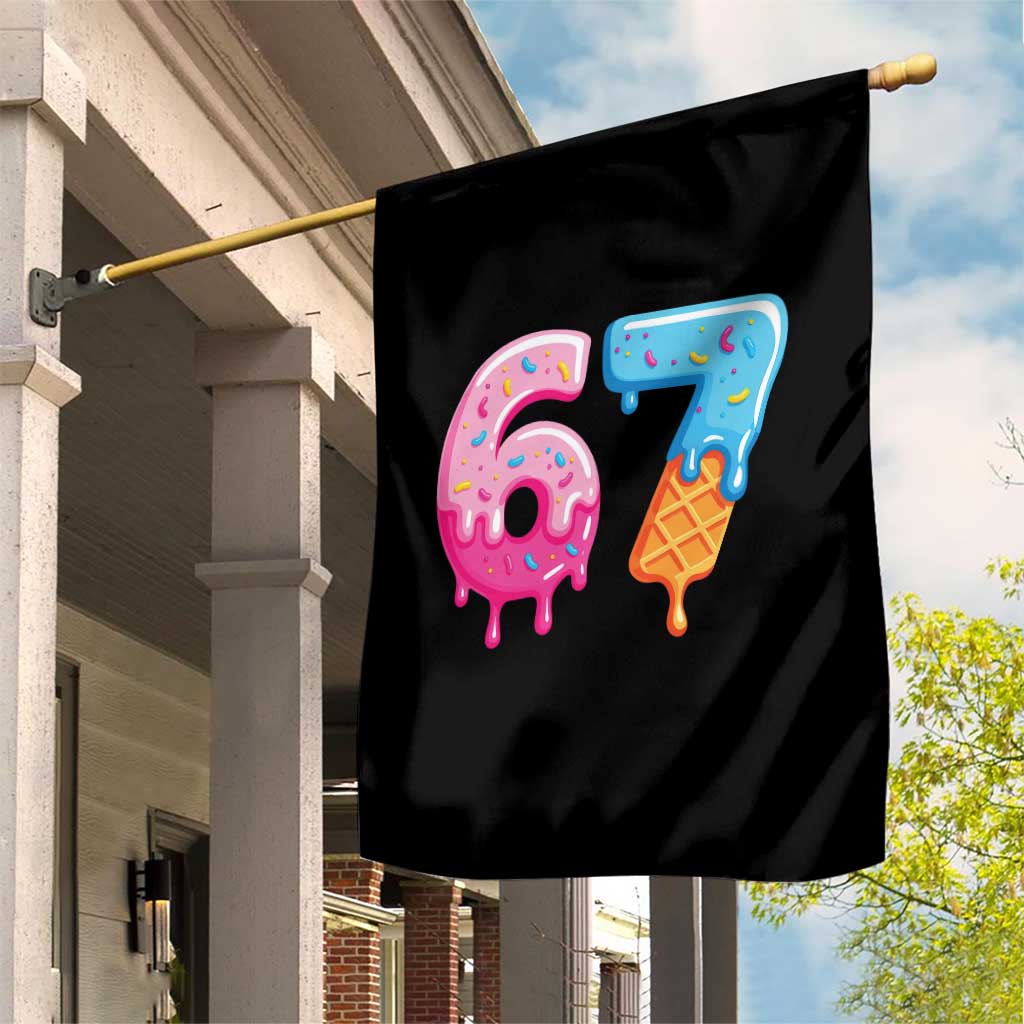 67 Ice Cream Drip Meme Garden Flag Funny Six Seven Gen Alpha Slang TS10 Print Your Wear