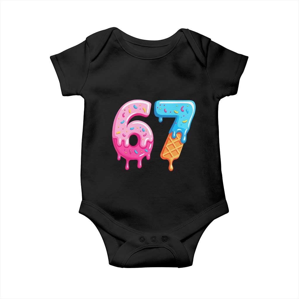 67 Ice Cream Drip Meme Baby Onesie Funny Six Seven Gen Alpha Slang TS10 Black Print Your Wear