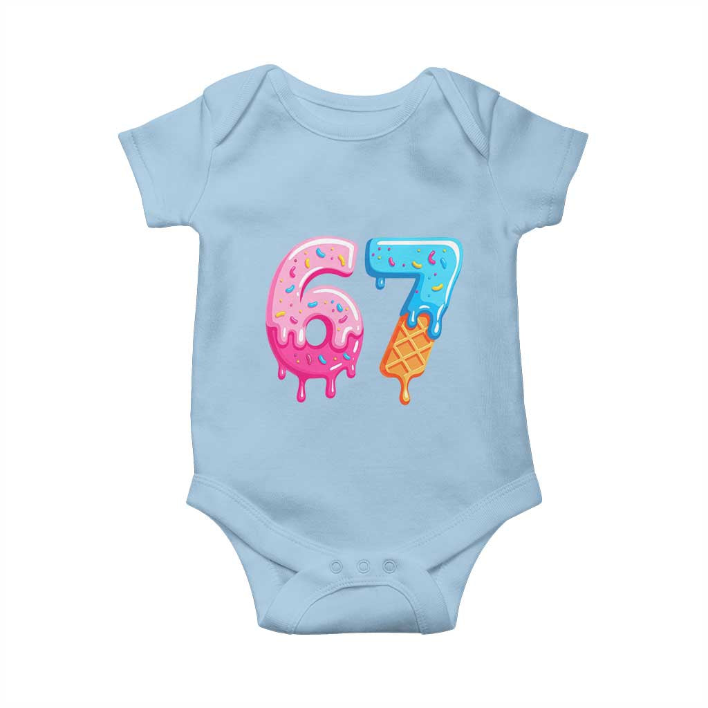 67 Ice Cream Drip Meme Baby Onesie Funny Six Seven Gen Alpha Slang TS10 Light Blue Print Your Wear