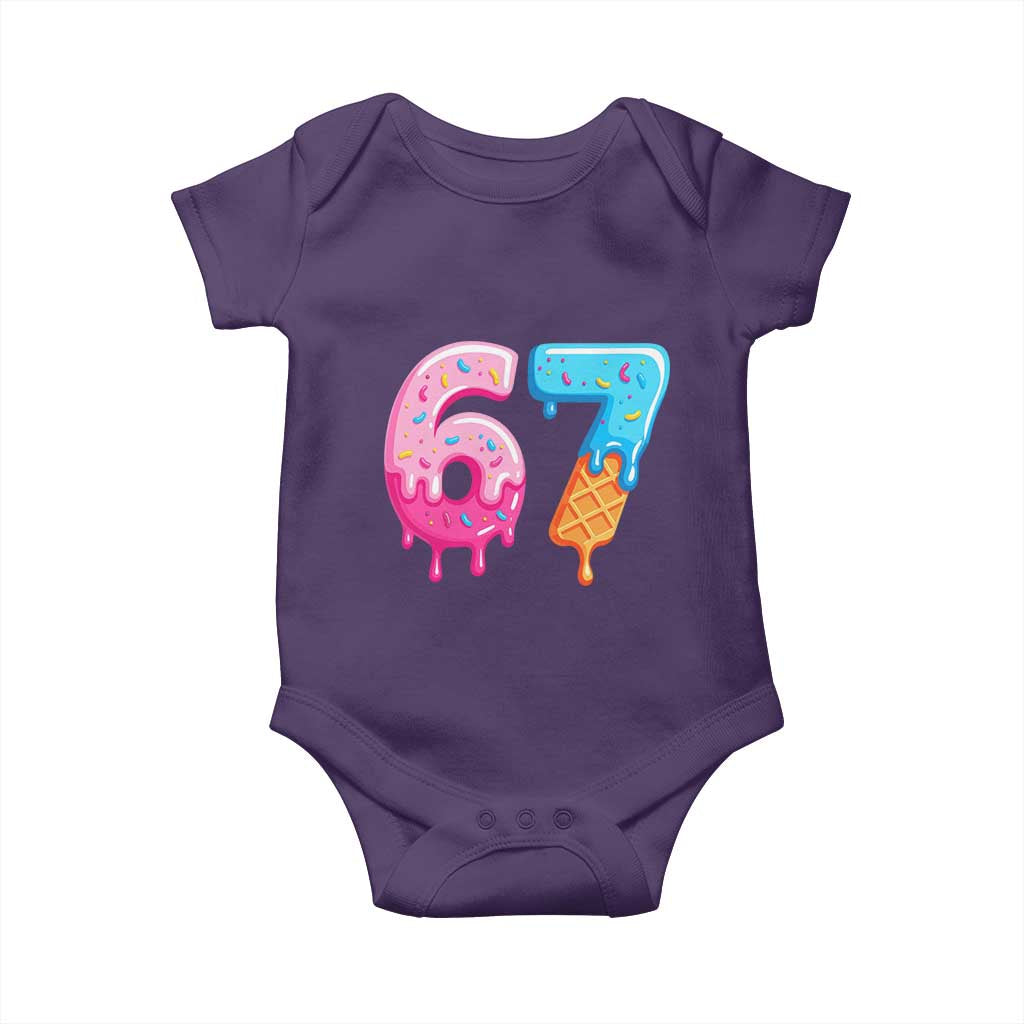 67 Ice Cream Drip Meme Baby Onesie Funny Six Seven Gen Alpha Slang TS10 Purple Print Your Wear