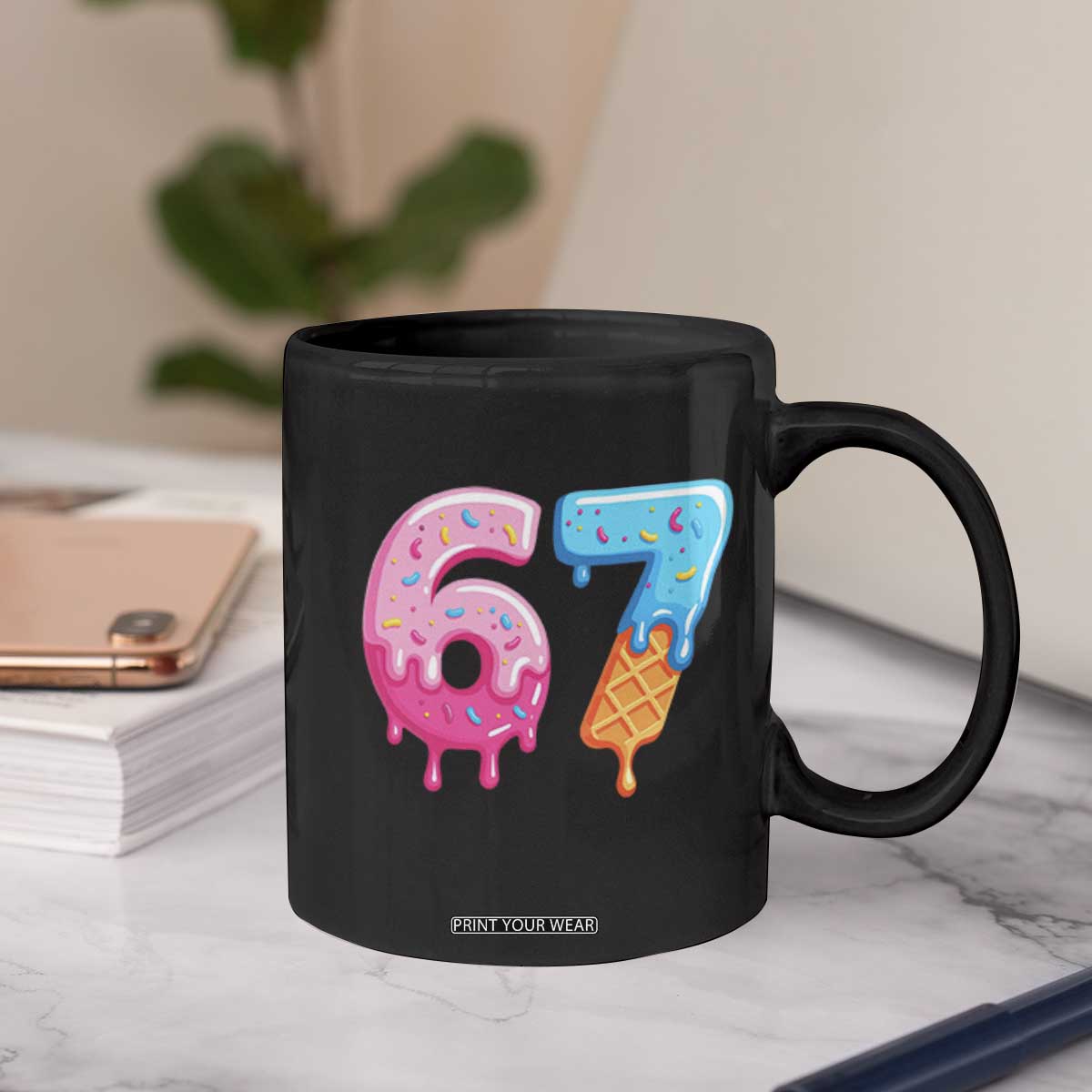 67 Ice Cream Drip Meme Coffee Mug Funny Six Seven Gen Alpha Slang TS10 Print Your Wear