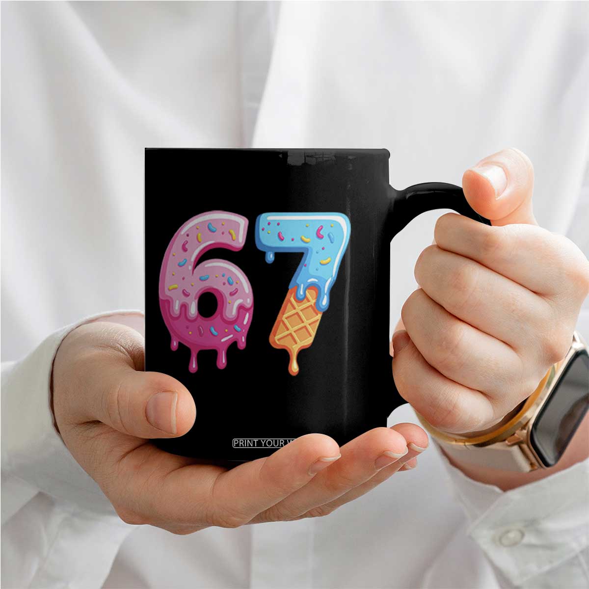 67 Ice Cream Drip Meme Coffee Mug Funny Six Seven Gen Alpha Slang TS10 Print Your Wear