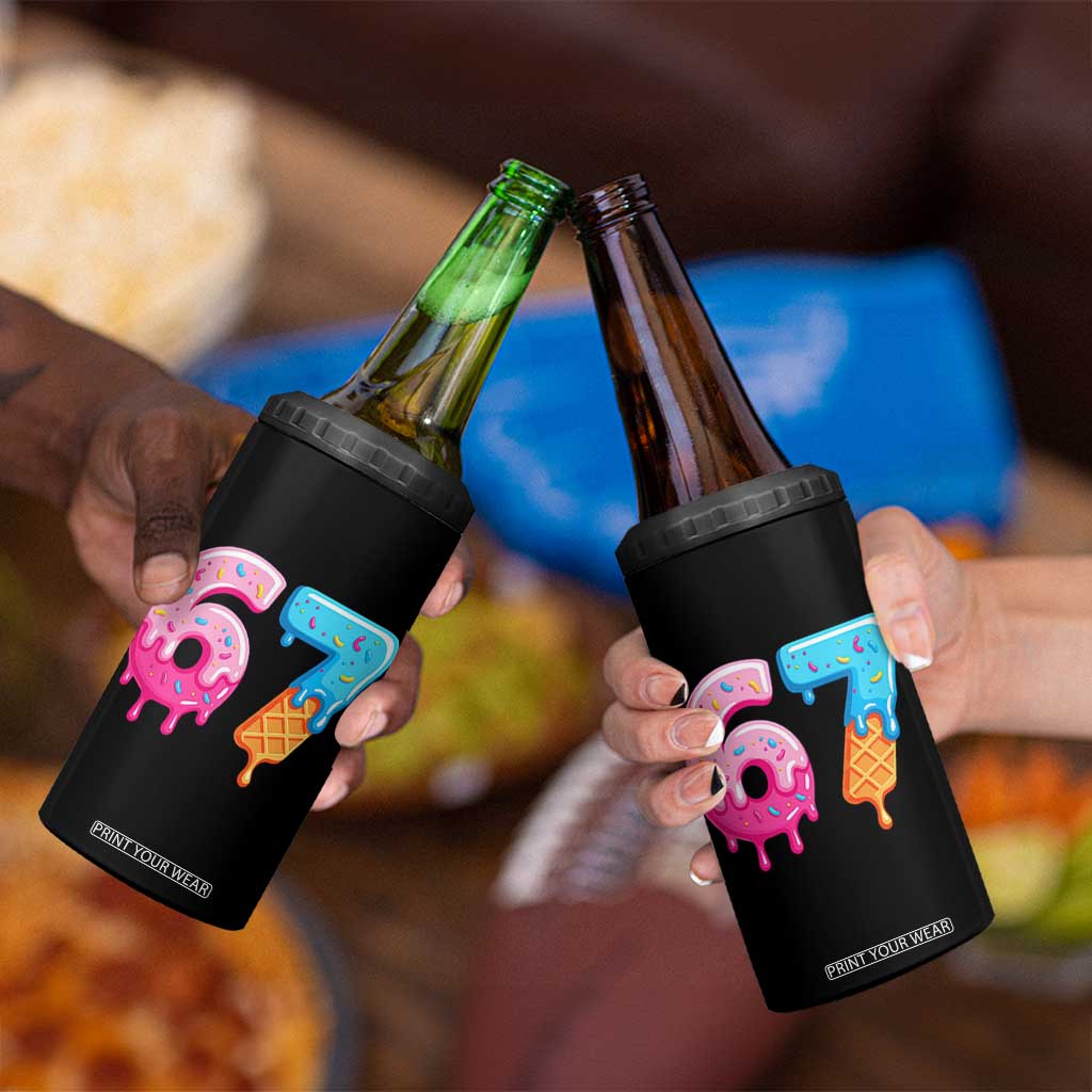 67 Ice Cream Drip Meme 4 in 1 Can Cooler Tumbler Funny Six Seven Gen Alpha Slang TS10 Print Your Wear