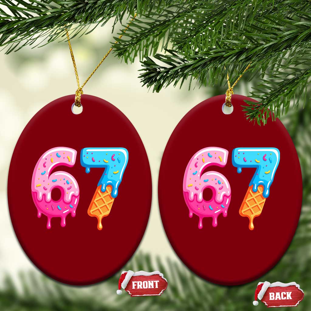 67 Ice Cream Drip Meme Ceramic Ornament Funny Six Seven Gen Alpha Slang TS10 Print Your Wear