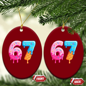67 Ice Cream Drip Meme Ceramic Ornament Funny Six Seven Gen Alpha Slang TS10 Print Your Wear