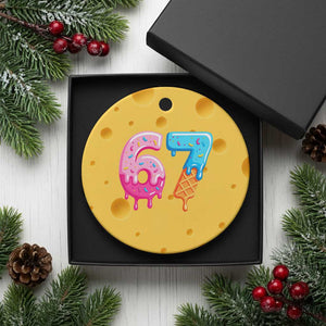 67 Ice Cream Drip Meme Ceramic Ornament Funny Six Seven Gen Alpha Slang TS10 1pc Yellow Cheese Print Your Wear