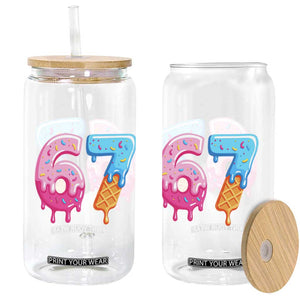 67 Ice Cream Drip Meme Glass Can Funny Six Seven Gen Alpha Slang TS10 Print Your Wear