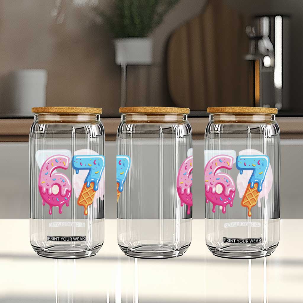 67 Ice Cream Drip Meme Glass Can Funny Six Seven Gen Alpha Slang TS10 Print Your Wear