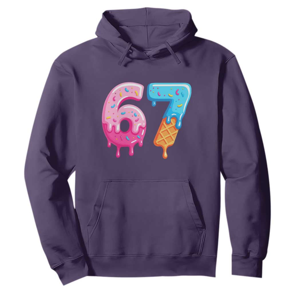 67 Ice Cream Drip Meme Hoodie Funny Six Seven Gen Alpha Slang TS10 Purple Print Your Wear