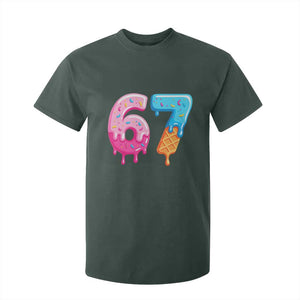 67 Ice Cream Drip Meme T Shirt For Kid Funny Six Seven Gen Alpha Slang TS10 Dark Forest Green Print Your Wear
