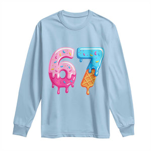 67 Ice Cream Drip Meme Long Sleeve Shirt Funny Six Seven Gen Alpha Slang TS10 Light Blue Print Your Wear